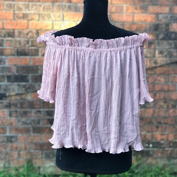 🌸Buy 1 Get 1 FREE🌸Smell The Roses Pink Off Shoulder Ruffle Top - Picture 3 of 8